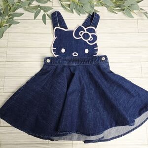 Hello Kitty Navy Blue Denim Pinafore Dress with Pink Trim